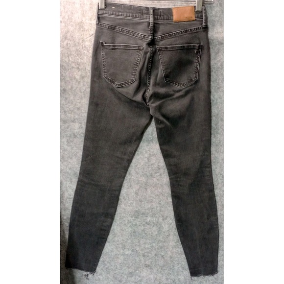 Madewell Jeans Sz 26 Black 9 Inch High Rise Skinny Distressed Raw Hem Light Wash - Picture 11 of 16